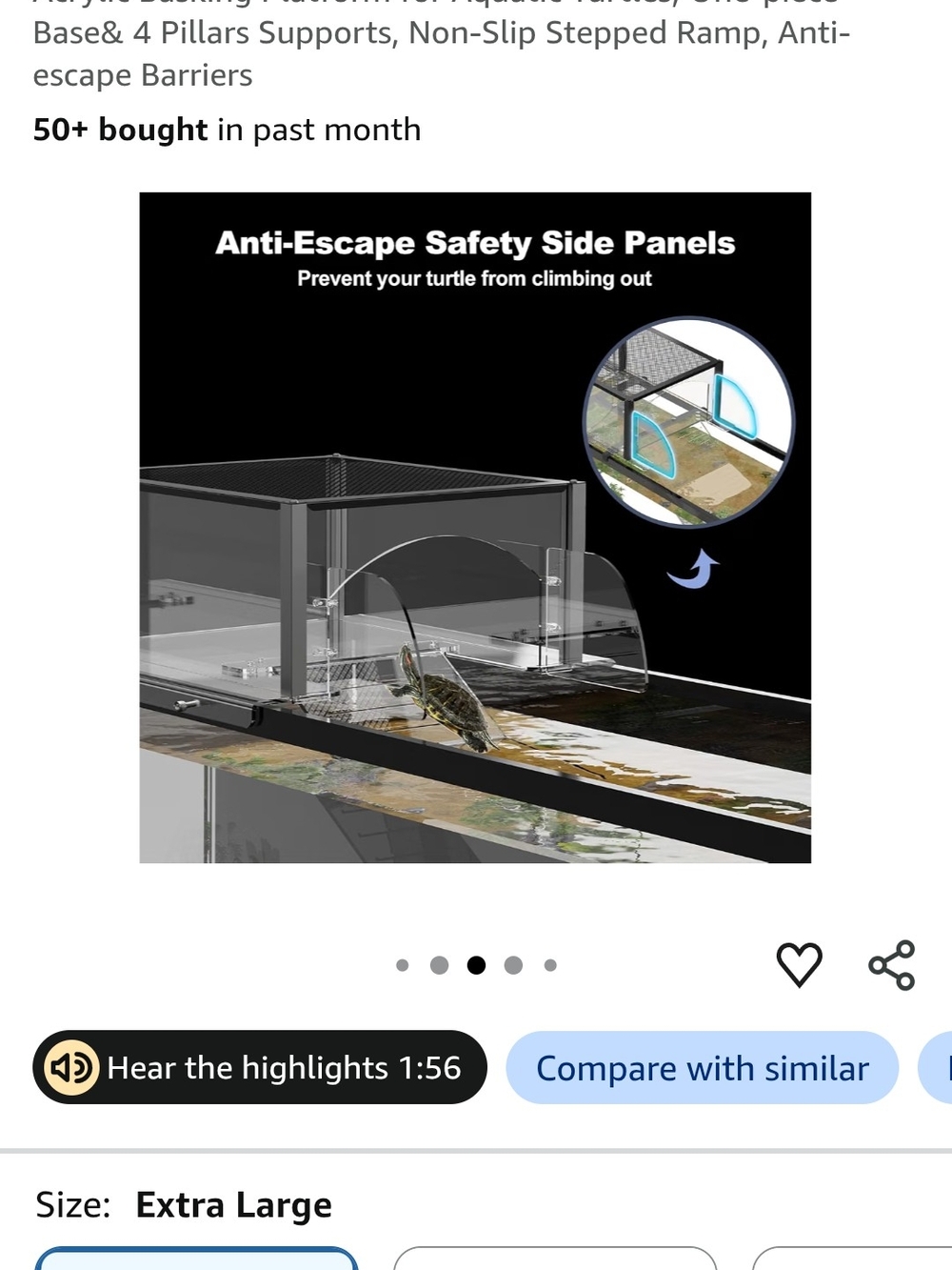 Clear Acrylic Turtle Basking Platform with Ramp - Transparent - Picture 4 of 5